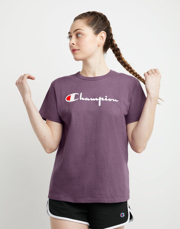 Champion T-Shirt Dames - Paars - Heritage ( 014587-WTY )